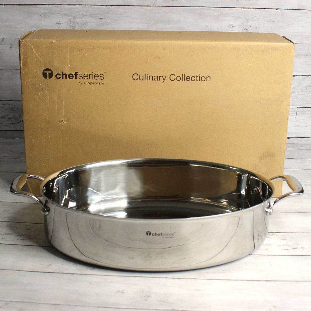 Tupperware T Chef Series Stainless Steel Open Oven Turkey Roaster Pan